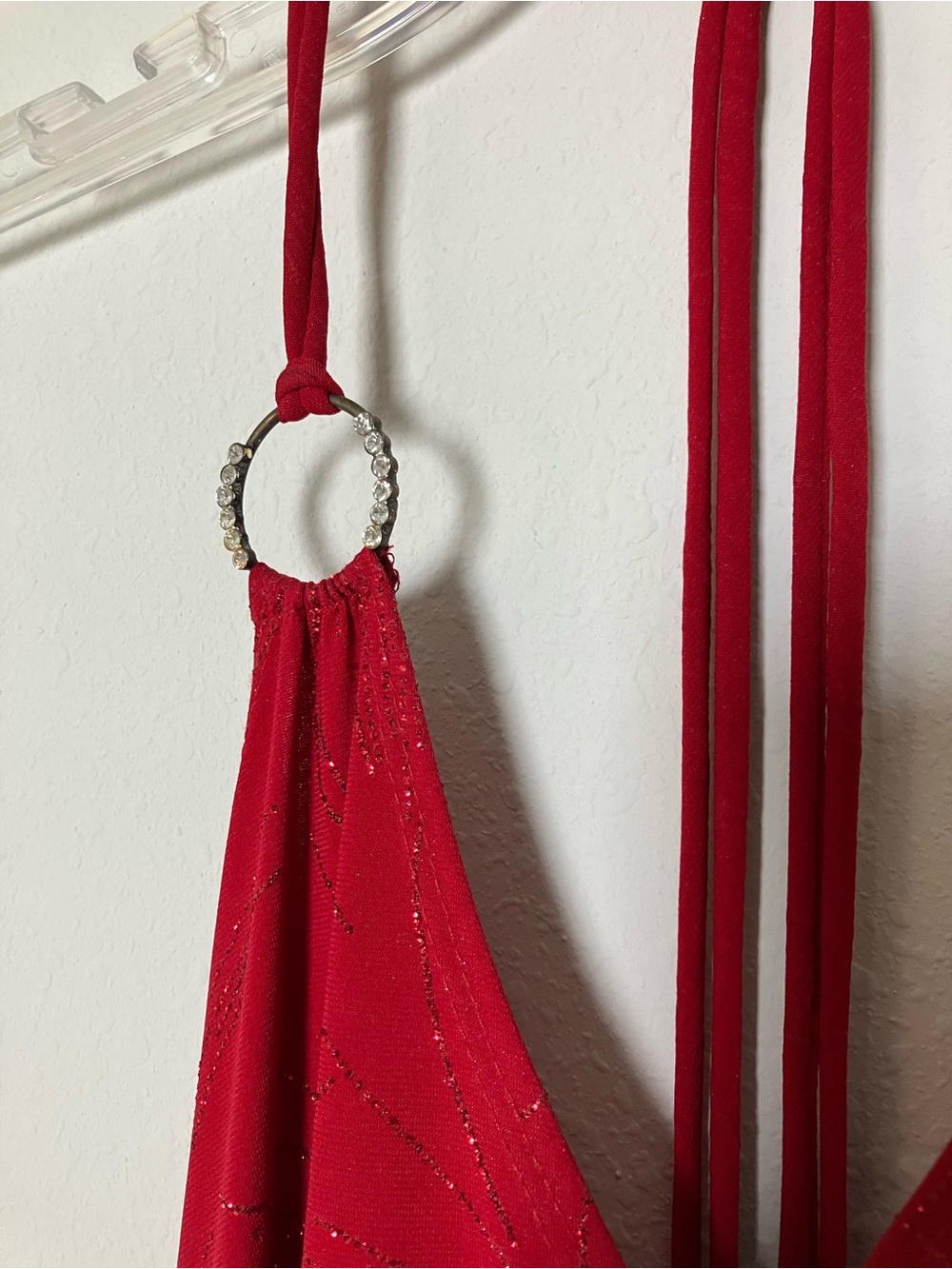 Y2K Lipstick Red Glitter Halter High Low Dress Party Prom Medium - Picture 3 of 10